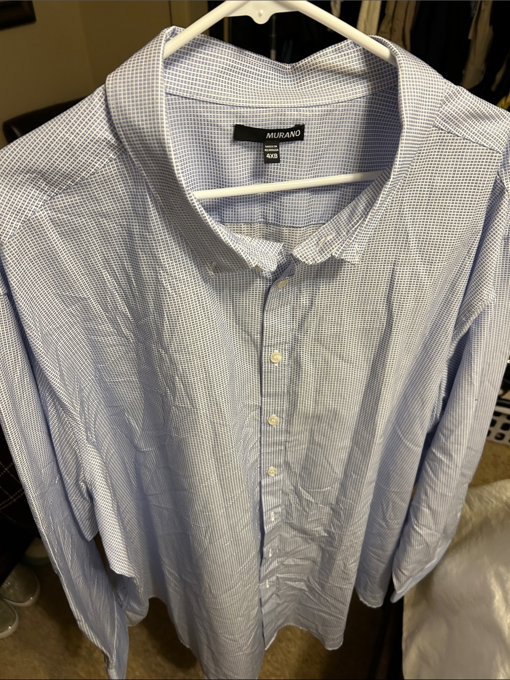 Murano Men’s Blue Micro-Check Dress Shirt